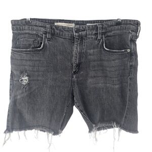 Pilcro Anthropologie Black Denim Shorts Size 32 Slim Boyfriend Stretch Casual